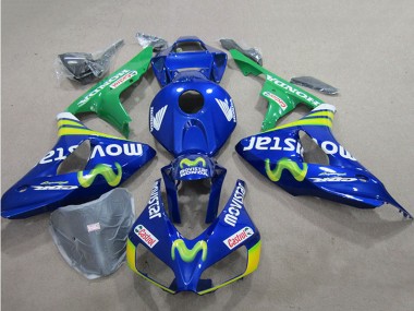 Mejores Carenados Moto Honda CBR1000RR 2006-2007 - Azul Verde Amarillo MoviStar Castrol