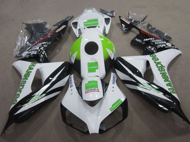Mejores Carenados Moto Honda CBR1000RR 2006-2007 - Blanco Verde Negro Brillante Hannspree