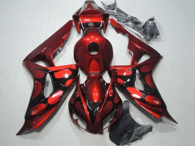 Mejores Carenados Moto Honda CBR1000RR 2006-2007 - Rojo Negro Brillante Llama