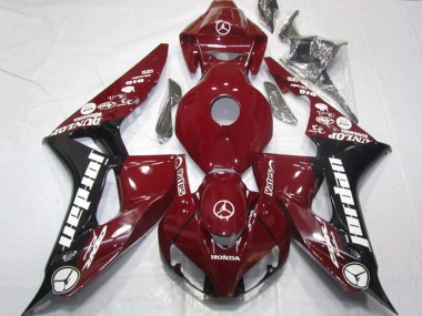 Mejores Carenados Moto Honda CBR1000RR 2006-2007 - Rojo Granate Negro Brillante Blanco Jordan