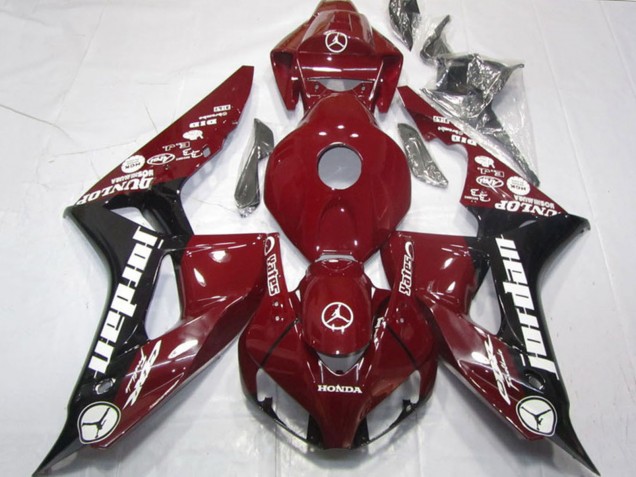 Mejores Carenados Moto Honda CBR1000RR 2006-2007 - Rojo Granate Negro Brillante Blanco Jordan