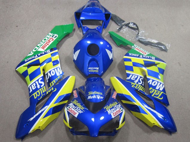 Mejores Carenados Moto Honda CBR1000RR 2004-2005 - Azul Amarillo Verde Telefonica MoviStar Castrol