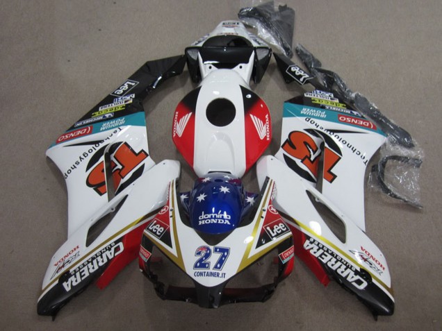 Mejores Carenados Moto Honda CBR1000RR 2004-2005 - Blanco Rojo Azul Negro Brillante 27 Contrainer IT Carrera