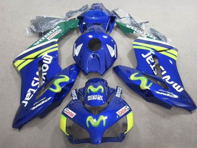 Mejores Carenados Moto Honda CBR1000RR 2004-2005 - Azul Verde Amarillo MoviStar Castrol