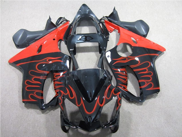 Mejores Kits Carenado Moto Honda CBR600 F4i 2001-2003 - Negro Brillante Rojo Llama