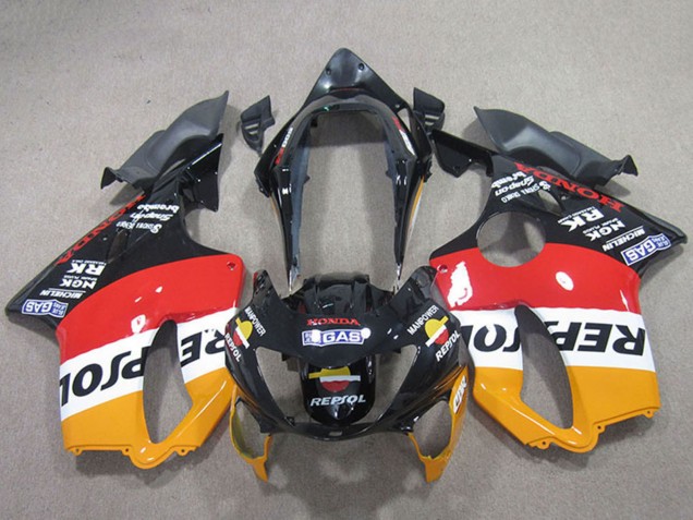 Mejores Carenados Moto Honda CBR600 F4 1999-2000 - Naranja Blanco Rojo Negro Brillante Repsol
