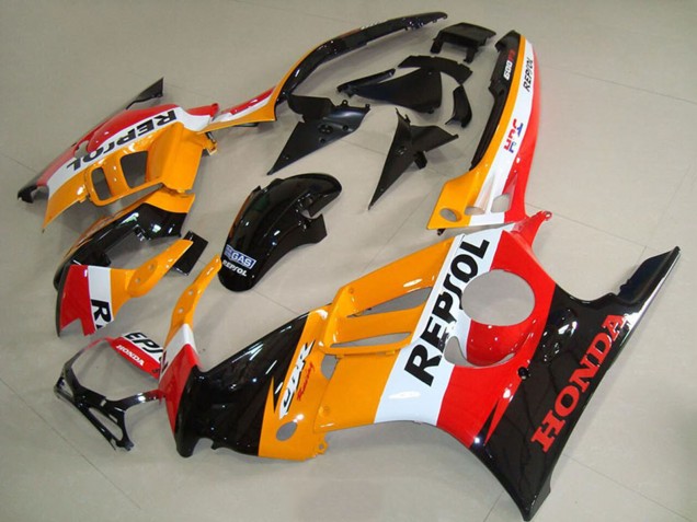 Mejores Carenados Moto Honda CBR600 F3 1995-1996 - Naranja Blanco Negro Brillante Repsol