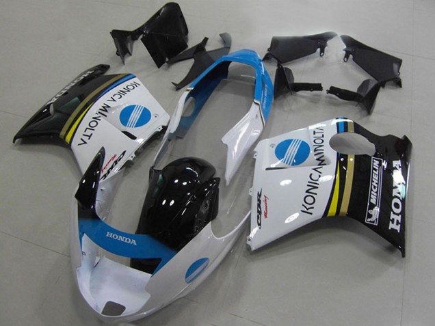 Mejores Carenados Moto Honda CBR1100XX Blackbird 1996-2007 - Blanco Azul Negro Brillante Konica Minolta