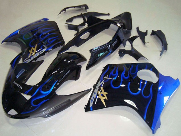 Mejores Carenados Moto ABS Honda CBR1100XX Blackbird 1996-2007 - Negro Brillante Azul Llama