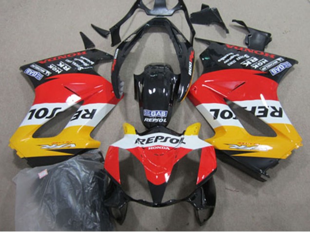 Mejores Carenados Moto Honda VFR 800 2002-2013 - Amarillo Blanco Rojo Negro Brillante Repsol