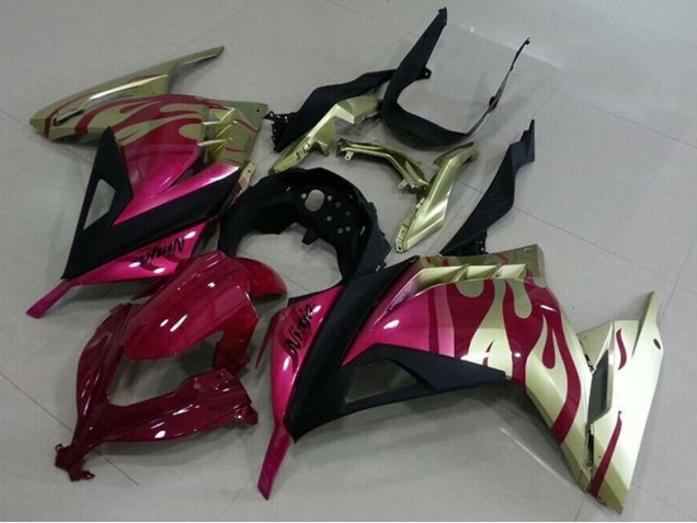 Mejores Carenados Moto Kawasaki ZX300R 2013-2018 - Oro Rosa Rojo Negro