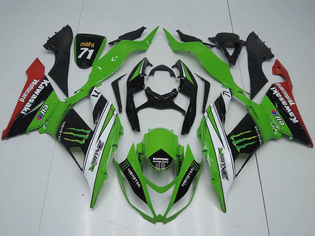 Mejores Carenados Moto Kawasaki ZX6R 2013-2018 - Verde Blanco Negro Rojo Monstruo