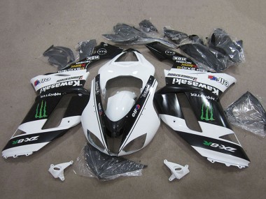 Mejores Carenados Moto Kawasaki ZX6R 2007-2008 - Negro Blanco Monstruo