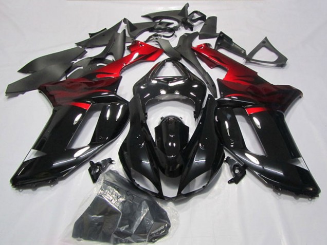Mejores Carenados Moto Kawasaki ZX6R 2007-2008 - Negro Rojo