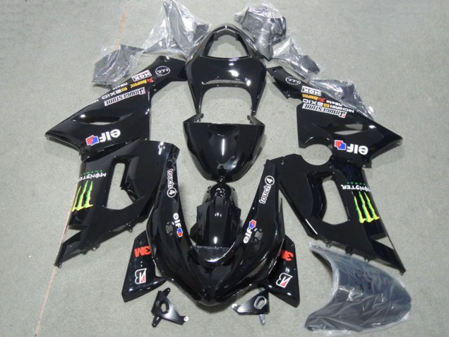 Mejores Carenados Moto Kawasaki ZX6R 2005-2006 - Negro Brillante Verde Monstruo