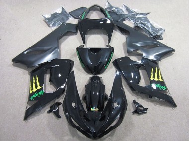 Mejores Carenado Moto Kawasaki ZX6R 2005-2006 - Negro Brillante Amarillo Monstruo