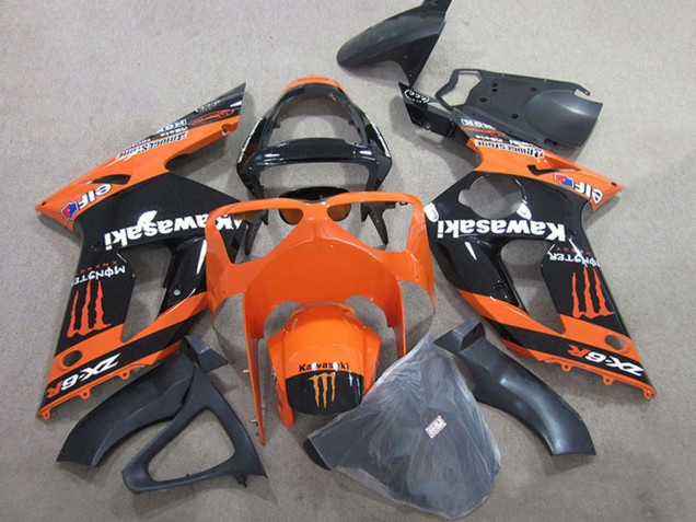 Mejores Carenados Moto Kawasaki ZX6R 2003-2004 - Naranja Negro Monstruo