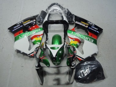 Mejores Carenados Moto Kawasaki ZX6R 2000-2002 - Blanco Verde Rojo Amarillo Negro Estrella EuroBet
