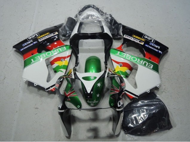 Mejores Carenados Moto Kawasaki ZX6R 2000-2002 - Blanco Verde Rojo Amarillo Negro Estrella EuroBet