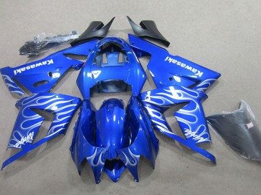 Mejores Carenado Moto Kawasaki ZX10R 2004-2005 - Azul Blanco Llama