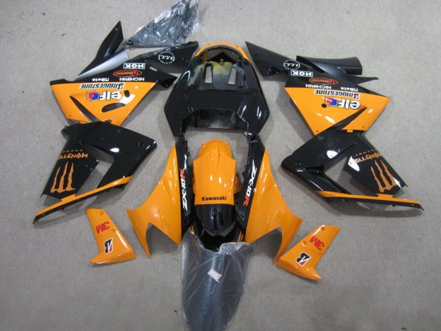 Mejores Carenados Moto Kawasaki ZX10R 2004-2005 - Naranja Negro Brillante 3M Monstruo