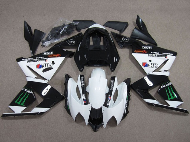 Mejores Carenados Moto Kawasaki ZX10R 2004-2005 - Negro Blanco Monstruo