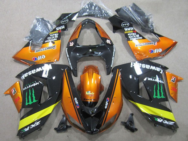 Mejores Carenados Moto Kawasaki ZX10R 2006-2007 - Naranja Amarillo Negro Brillante Verde Monstruo
