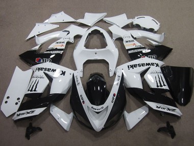 Mejores Carenados Moto Kawasaki ZX10R 2006-2007 - Blanco Negro Brillante Elf Touch4 Monstruo Energy