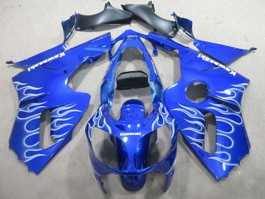 Mejores Carenados Moto Kawasaki ZX12R 2000-2001 - Azul Blanco Llama