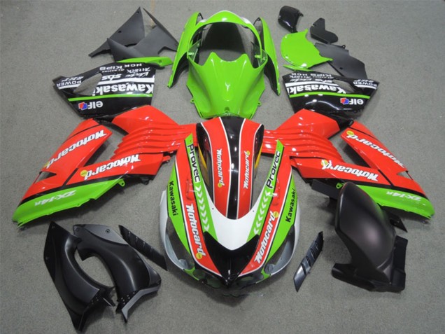 Mejores Carenados Moto Kawasaki ZX14R ZZR1400 2006-2011 - Verde Rojo Blanco Negro Elf Motocard
