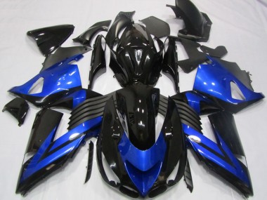 Mejores Carenados Moto Kawasaki ZX14R ZZR1400 2006-2011 - Azul Negro Brillante
