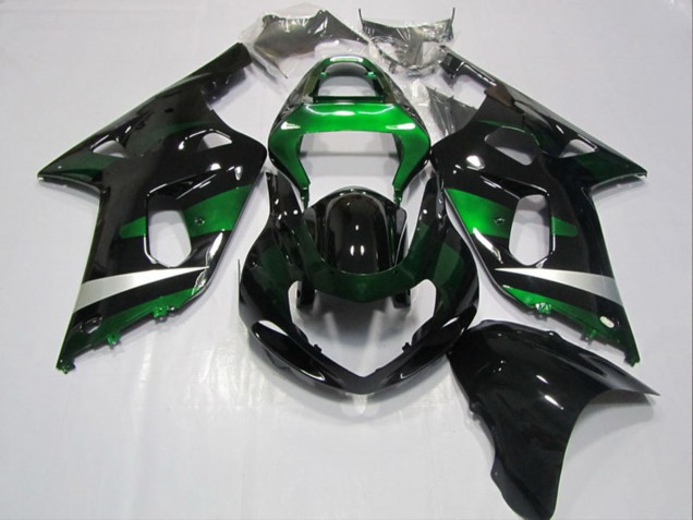Mejores Carenados Moto Suzuki GSXR 600 2001-2003 - Negro Brillante Verde