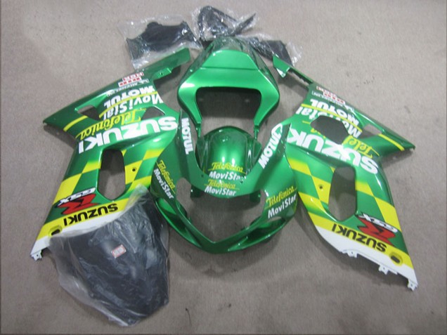 Mejores Carenados Moto Suzuki GSXR 600 2001-2003 - Verde Amarillo Telefonica MoviStar