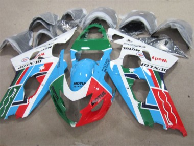 Mejores Carenados Moto Suzuki GSXR 600 2001-2003 - Blanco Azul Verde Rojo Motul