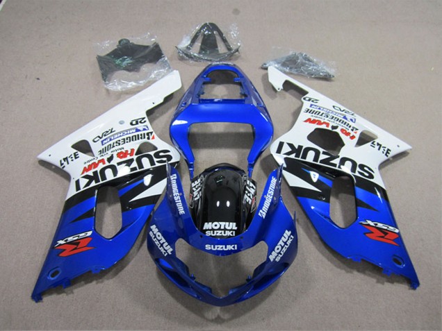 Mejores Carenados Moto Suzuki GSXR 600 2001-2003 - Blanco Azul Negro Motul