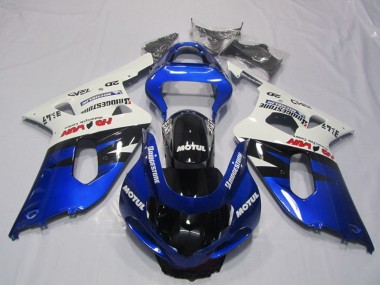 Mejores Carenados Moto Suzuki GSXR 600 2001-2003 - Blanco Azul Negro Brillante Motul