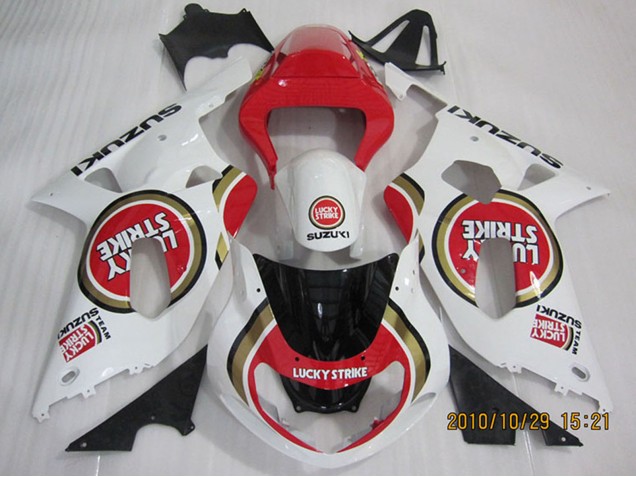 Mejores Carenados Moto Suzuki GSXR 600 2001-2003 - Blanco Rojo Lucky Strike