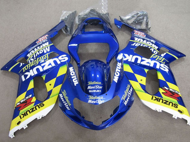 Mejores Carenados Moto Suzuki GSXR 600 2001-2003 - Azul Amarillo Telefonica MoviStar