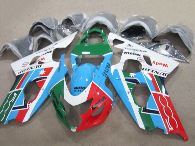 Mejores Carenados Moto Suzuki GSXR 600 2004-2005 - Blanco Azul Verde Rojo Motul