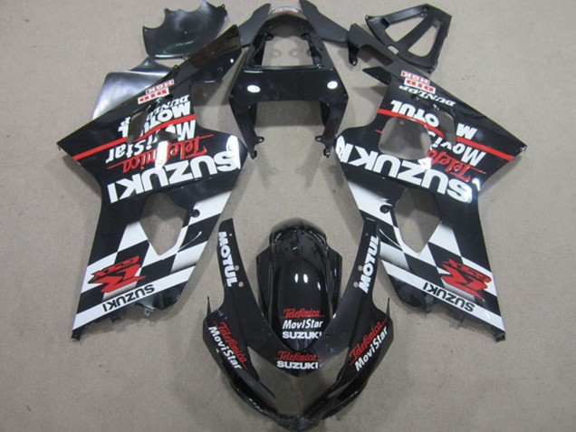 Mejores Carenados Moto Suzuki GSXR 600 2004-2005 - Negro Brillante Rojo Blanco Telefonica MoviStar