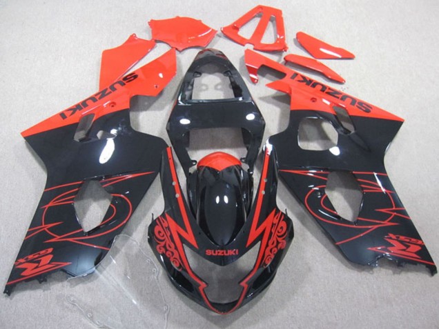 Mejores Carenados Moto Suzuki GSXR 600 2004-2005 - Negro Brillante Rojo