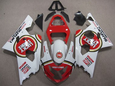 Mejores Carenados Moto Suzuki GSXR 600 2004-2005 - Blanco Rojo Lucky Strike Motul