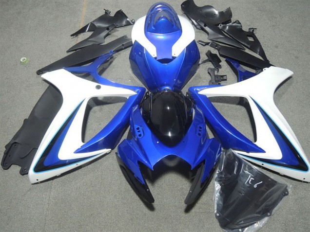 Mejores Carenados Moto Suzuki GSXR 600 2006-2007 - Blanco Azul Negro Brillante