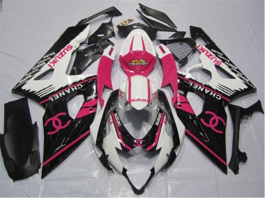 Mejores Carenados Moto Suzuki GSXR 600 2006-2007 - Blanco Rosa Negro Chanel