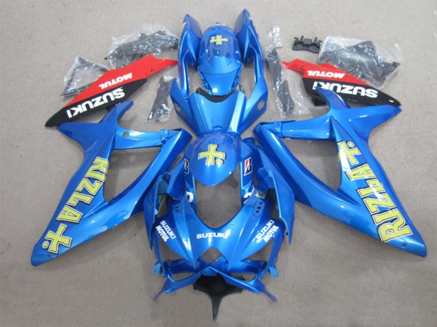 Mejores Carenados Moto Suzuki GSXR 600 2008-2010 - Azul Amarillo Rojo Negro Rizla Motul