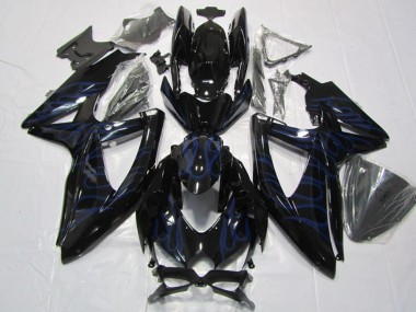 Mejores Carenados Moto Suzuki GSXR 600 2008-2010 - Negro Brillante Azul Llama