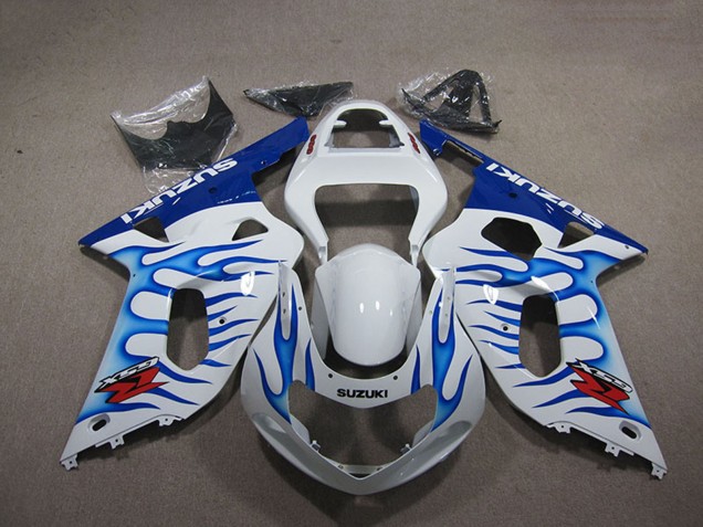 Mejores Carenados Moto Suzuki GSXR 750 2001-2003 - Blanco Azul Llama