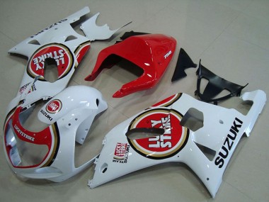 Mejores Carenados Moto Suzuki GSXR 750 2001-2003 - Blanco Rojo Lucky Strike
