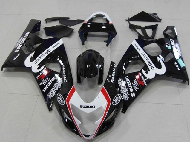 Mejores Carenados Moto Suzuki GSXR 750 2004-2005 - Negro Brillante Blanco Rojo Faro