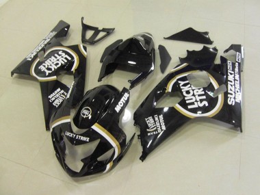 Mejores Carenados Moto Suzuki GSXR 750 2004-2005 - Negro Brillante Blanco Lucky Strike Motul